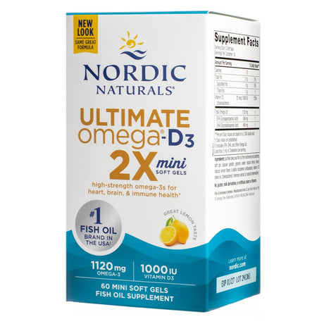 Nordic Naturals Ultimate Omega 2x Mini With Vitamin D3 60 mini softgel 30 day supply