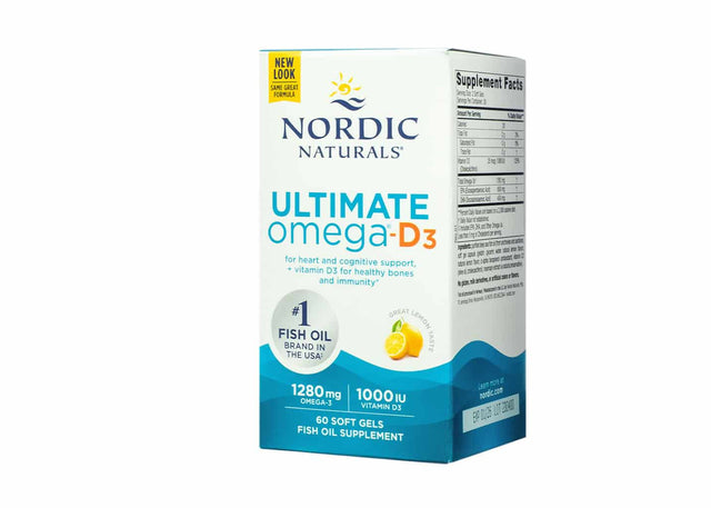 Nordic Naturals Ultimate Omega D3 Lemon Flavor 60 softgels 1 month supply