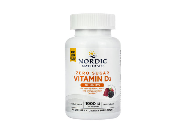 Nordic Naturals Zero Sugar Vitamin D3 Gummies 60 count great wild berry taste