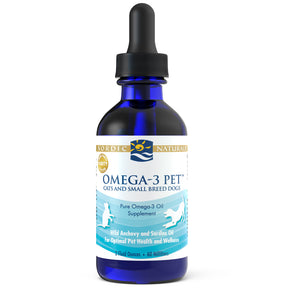 Nordic Naturals Omega-3 Pet 2 fl oz blue glass dropper bottle for cats and small breed dogs