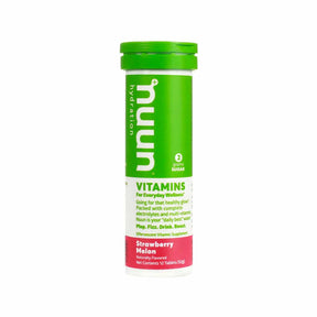 Nuun Vitamins Strawberry Melon effervescent tablet tube, green and white label, 12 tablets, 55 g