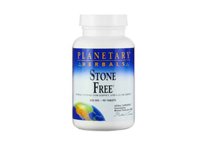Planetary Herbals Stone Free 90 tablets white bottle with blue gradient label and Earth graphic