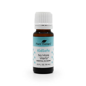 Plant Therapy KidSafe No More Warts essential oil blend 10 mL amber bottle with white cap and blue label