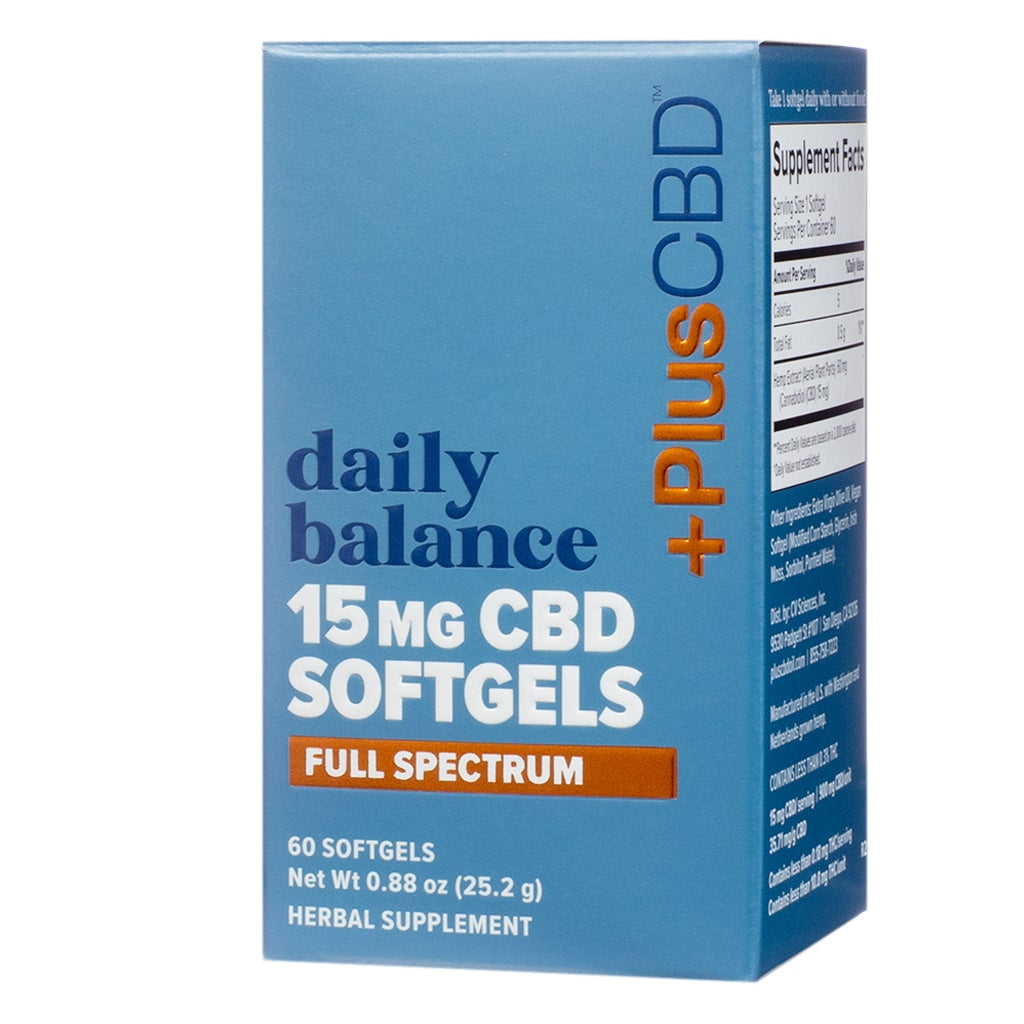 +PlusCBD Daily Balance 15mg CBD Softgels