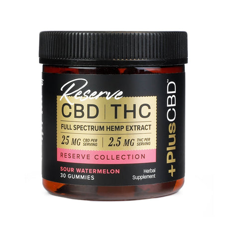 PlusCBD Reserve Collection Hemp Extract Gummies Sour Watermelon 30 gummies 25mg 1 month supply