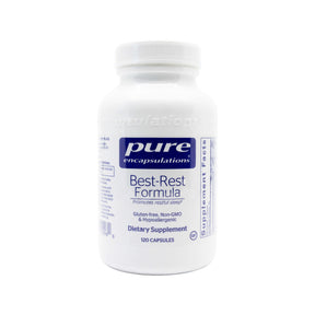 Pure Encapsulations Best-Rest Formula white bottle with blue label, 120 capsules dietary supplement