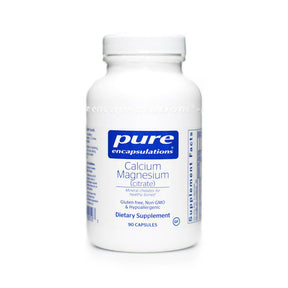 Pure Encapsulations Calcium Magnesium Citrate 90 capsules white bottle with blue and white label