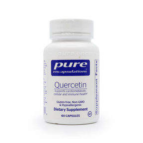 Pure Encapsulations Quercetin capsules white bottle with blue and white label, 60 capsules dietary supplement