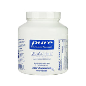Pure Encapsulations UltraNutrient 180 capsules white bottle with blue and white label, dietary supplement container