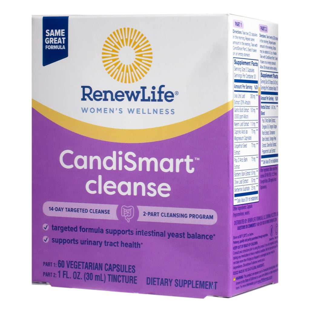 Renew Life CandiSmart™ 14-Day Yeast Cleanse Capsule Part 1 60 vegetable capsules 1 month supply & Renew Life CandiSmart™ 14-Day Yeast Cleanse Capsule Part 2 1 fl.oz tincture