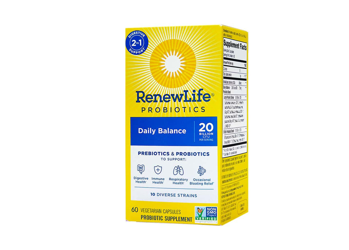 Renew Life Daily Balance 2-In-1 Prebiotics + Probiotics 60 capsules