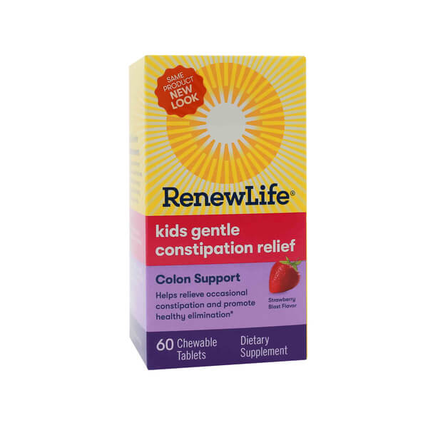 Renew Life Kids Gentle Constipation Relief Colon Support Strawberry Blast 60 chewable tablets