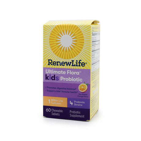 Renew Life Ultimate Flora Kids Probiotic 1 Billion 60 chewable tablets sun-kissed orange flavor