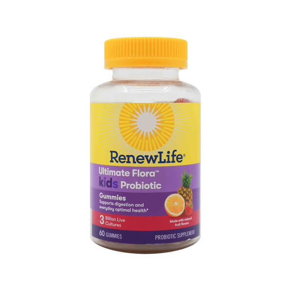 Renew Life Ultimate Flora Probiotic Gummies 3 Billion 60 gummies pineapple, orange, and raspberry flavor