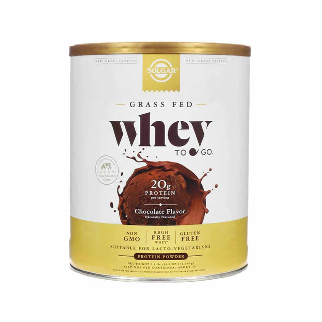 Solgar Whey To Go Protein Powder grass fed chocolate 36.8 ounces