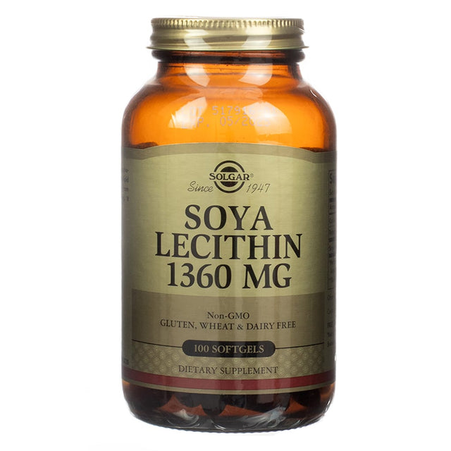 Solgar Soya Lecithin 1360mg Softgels 100 capsules 3 month supply