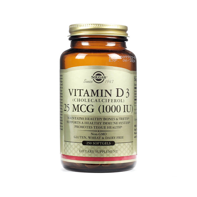 Solgar Vitamin D3 (Cholecalciferol) 25mcg 1000IU Softgels 250 softgels