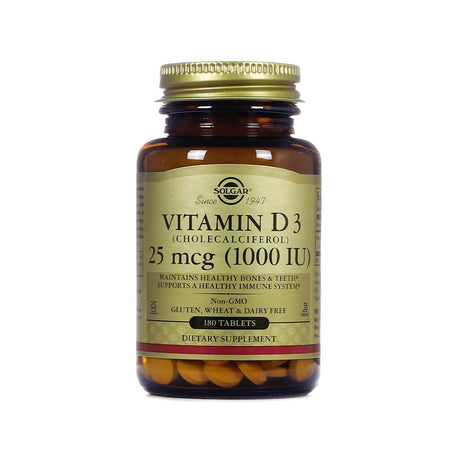 Solgar Vitamin D3 (Cholecalciferol) 25mcg (1000IU) 180 Tablets