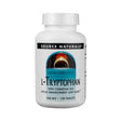 Source Naturals L-Tryptophan with Coenzyme B-6 Tablets, front label featuring calming support supplement with added B-6 in a colorful, space-themed design.