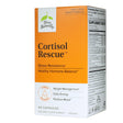  A box of Terry Naturally Cortisol Rescue dietary supplement with an orange and white design. The front states it supports stress resistance, healthy hormone balance, weight management, daily energy, and a positive mood. The product contains 60 vegan capsules and is labeled as a 2-month supply.
