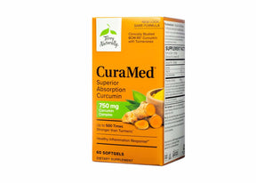 Terry Naturally CuraMed 750mg 60 softgels orange box with supplement facts label side panel