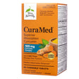 A box of Terry Naturally CuraMed Chewable Tablets with 60 tablets, featuring a 100 mg curcumin complex. Designed for easy consumption, the packaging highlights gamma sorb technology for enhanced absorption. Turmeric imagery adorns the orange-themed box.