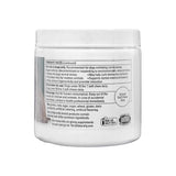 The back label of a Terry Naturally Calm Chew jar, detailing product facts, usage directions, and warnings. The product is recommended for dogs experiencing nervousness, hyperactivity, or environmental stress and helps manage normal stress, reduce hyperactivity, and curb destructive behavior. Directions suggest 1 soft chew daily for dogs under 50 lbs and 2 chews daily for dogs over 50 lbs. The label highlights no artificial ingredients, grains, or dairy and includes safety warnings for non-human consumption