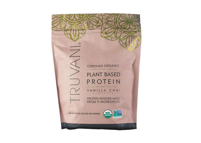 truvani organic plant based vanilla chai plant protein powder 21.59 ounces 20 servings