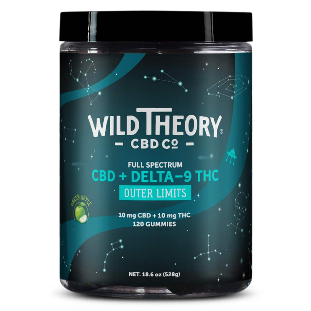 Wild Theory Outer Limits Delta 9 THC Gummies - 10mg THC + 10mg CBD - Green Apple