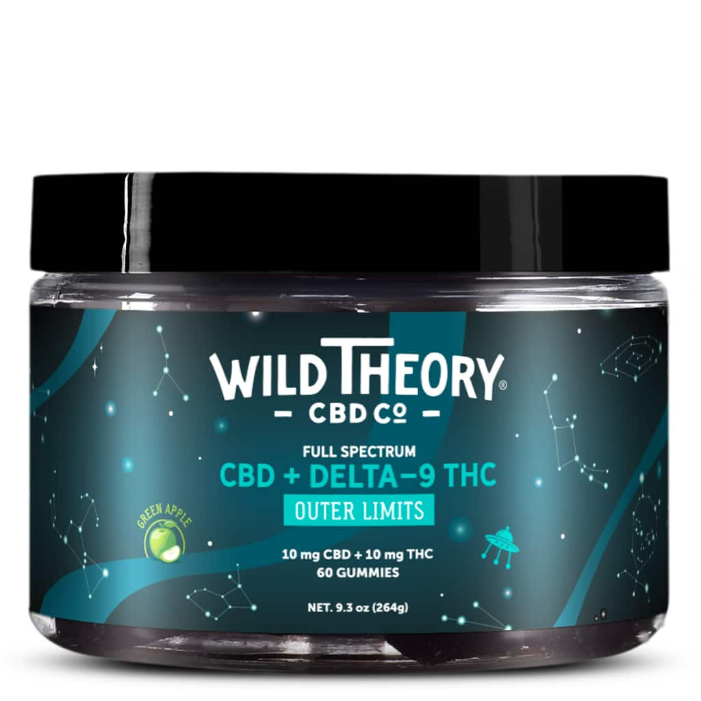 Wild Theory Outer Limits Delta 9 THC Gummies - 10mg THC + 10mg CBD - Green Apple