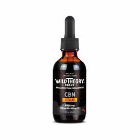 Wild Theory CBD Co CBN Stellar CBD oil, dark amber 2 fl oz dropper bottle with black label, 6000 mg total