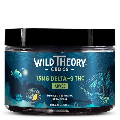 Wild Theory CBD Co. Abyss 15mg Delta 9 THC Gummies blueberry lemonade 30 count 30 day supply