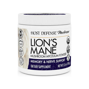 Host Defense Lion's Mane Mushroom Powder 3.5 oz front label container