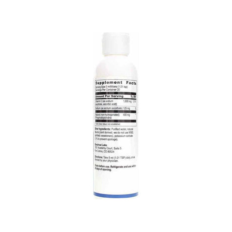 Empirical Labs Liposomal Vitamin C supplement facts panel listing ingredients, dosage, and serving size
