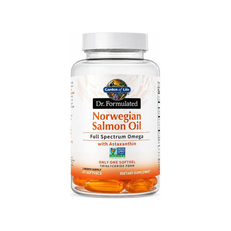 Garden of Life Norwegian Salmon Oil 60 softgels front bottle label