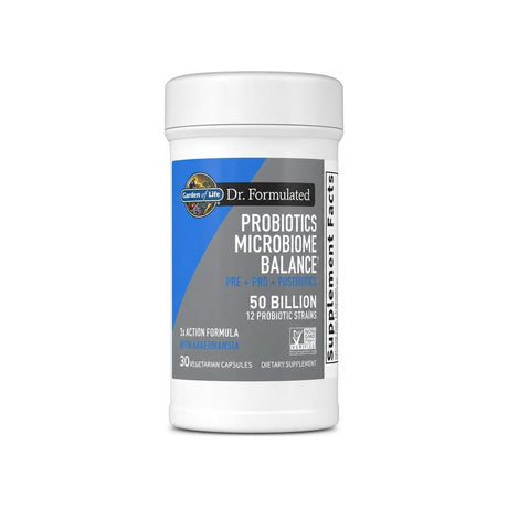 Garden of Life Dr. Formulated Probiotics Microbiome Balance 30 capsule bottle front label