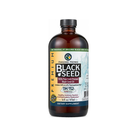 Amazing Herbs Black Seed Oil 16 oz front bottle label