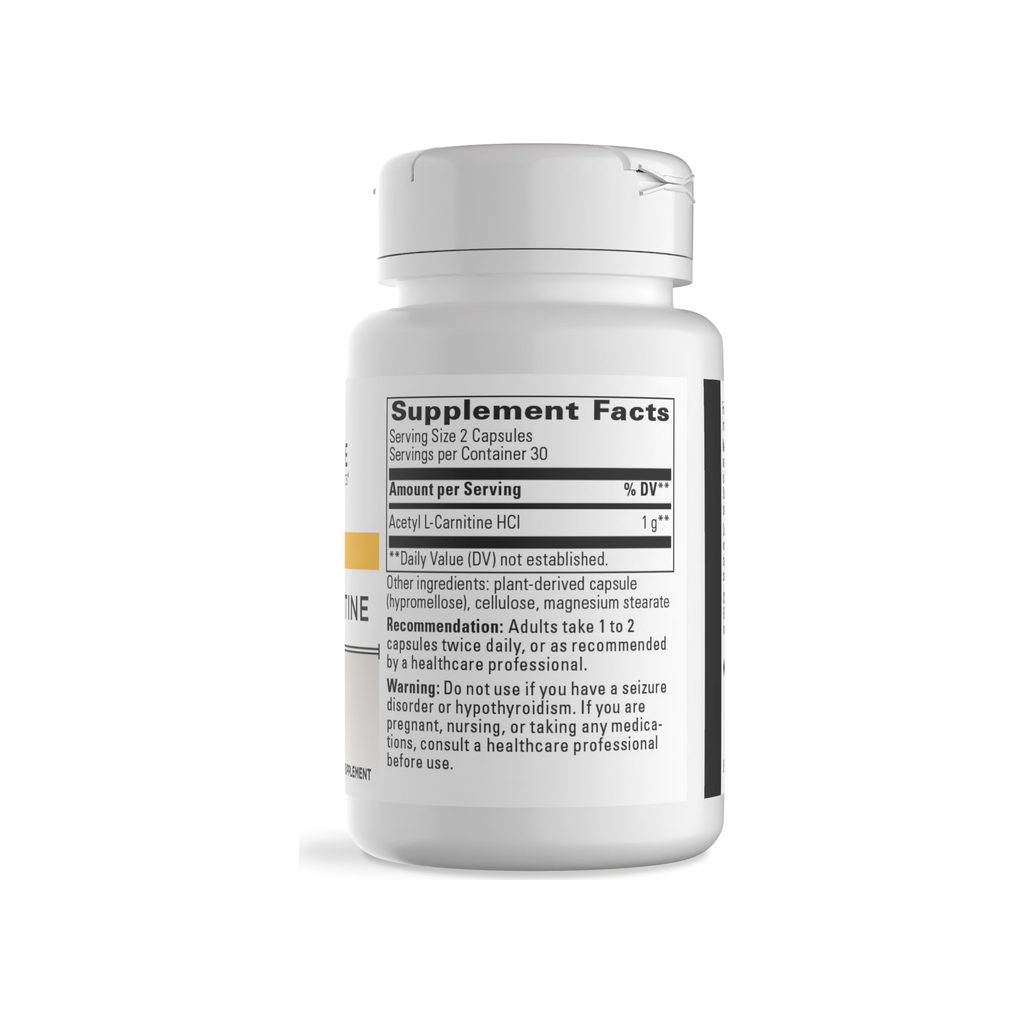 Integrative Therapeutics Acetyl L-Carnitine supplement facts panel with dosage and ingredients