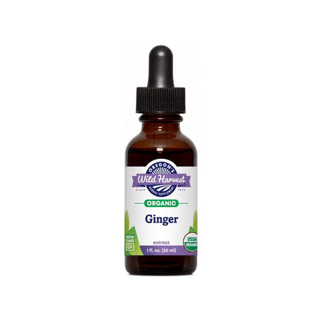 Oregon's Wild Harvest Ginger Root Extract 1 oz front bottle with USDA Organic label