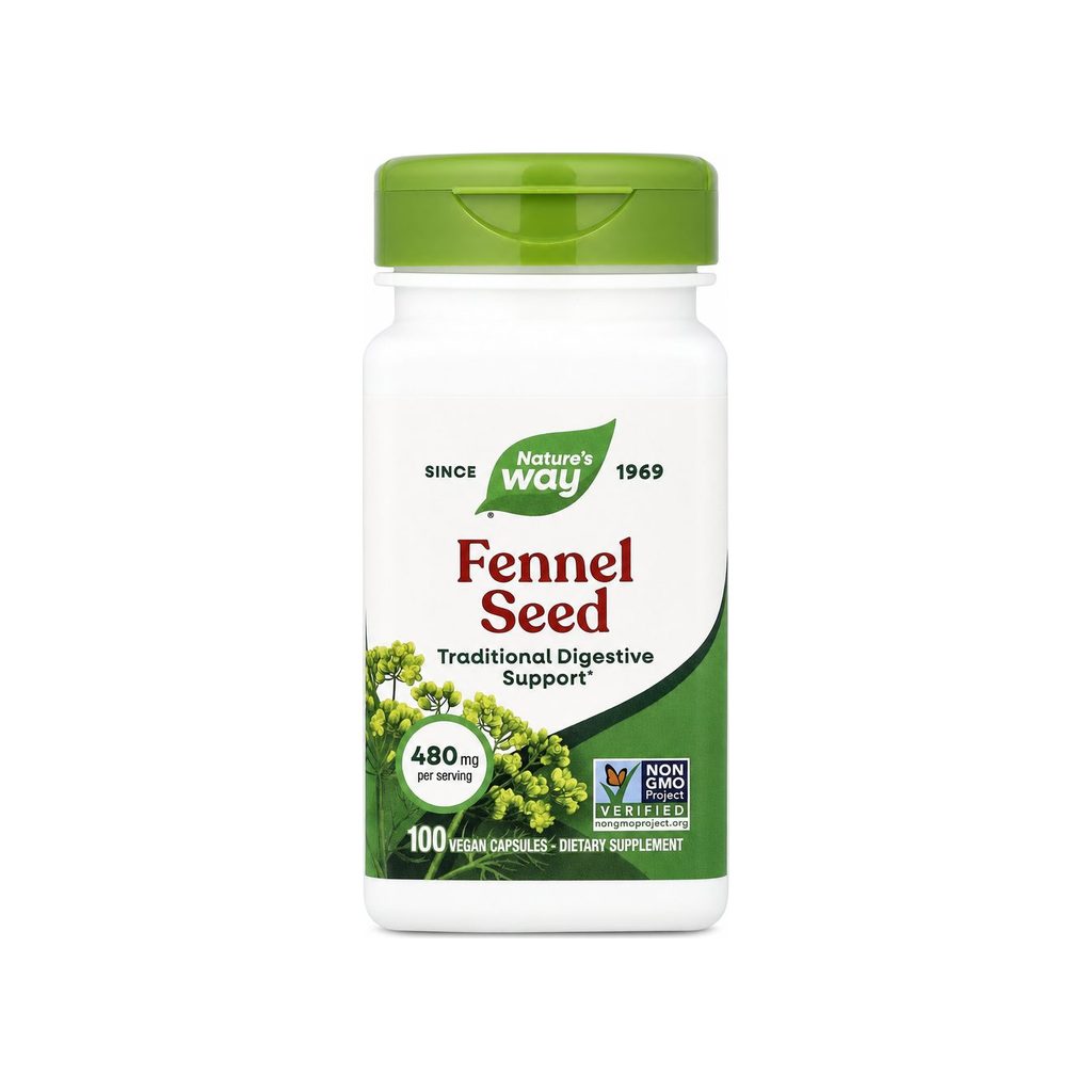 Nature's Way Fennel Seed 480 mg 100 vegan capsules front bottle label