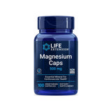 Life Extension Magnesium Caps 500 mg 100 vegetarian capsules front bottle with gluten free and Non GMO badges