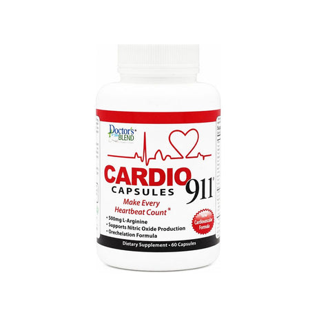 Doctor's Blend Cardio 911 Blood Pressure Support Capsules front packshot showing brand label and size