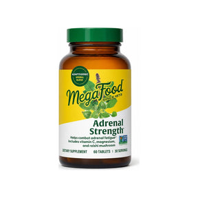 MegaFood Adrenal Strength 60 Tablets front bottle with Non-GMO Project Verified badge