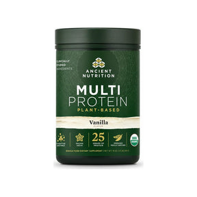 Ancient Nutrition Multi Protein Plant Based Powder Vanilla 15 serving tub front label