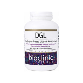Bioclinic Naturals DGL Chewable Tablets 180-count bottle front label