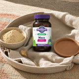 Oregon's Wild Harvest Maca Capsules bottle side label with suggested use and cautions