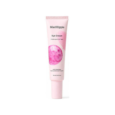 Mad Hippie Eye Cream 0.5 fl oz tube and box with peptides, niacinamide, and licorice label