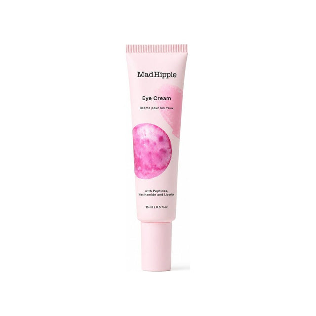 Mad Hippie Eye Cream 0.5 fl oz tube and box with peptides, niacinamide, and licorice label