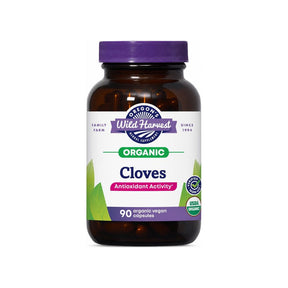 Oregon's Wild Harvest Cloves 90 capsules front bottle with USDA Organic and non-GMO badges