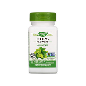 Nature's Way Hops Flowers 100 capsules bottle front label on white background